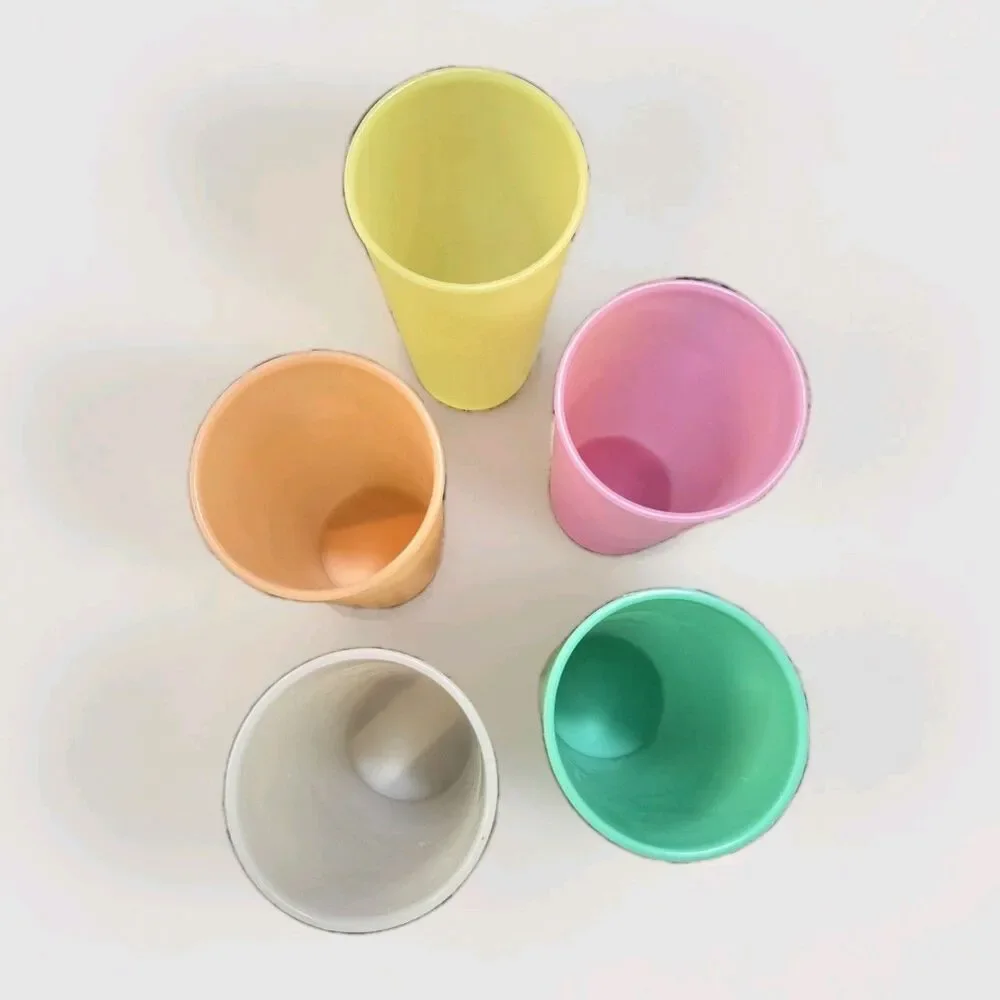 Vintage Tupperware 107 Tumblers Cups Pastel Stackable Lot 5 USA‎